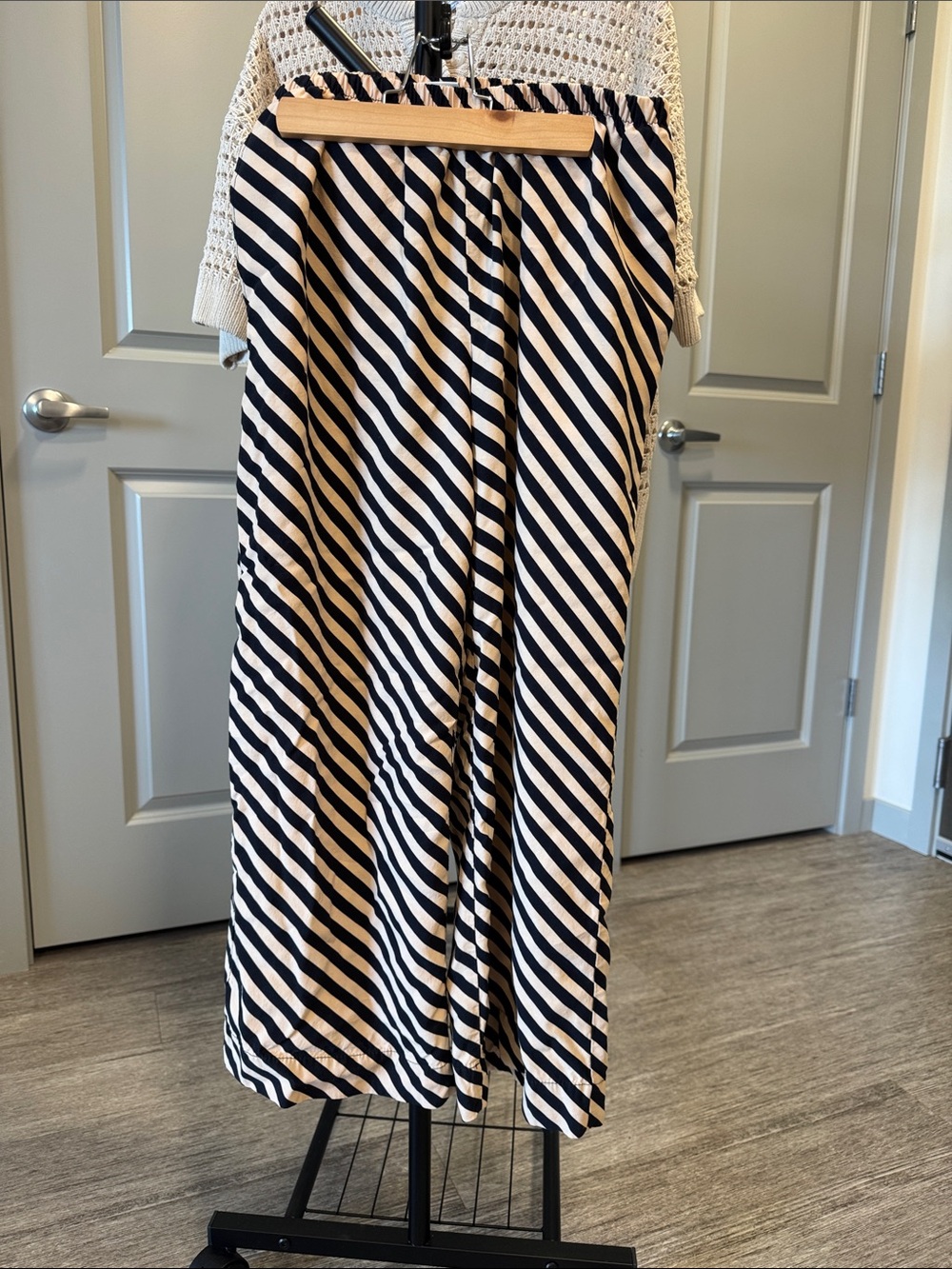 a new day Black and Cream Diagonal Stripe Wide Leg Pants